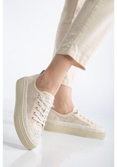 Suins Montero Model File Dantel Detaylı Kadın Spor Ayakkabı Sneaker Ten