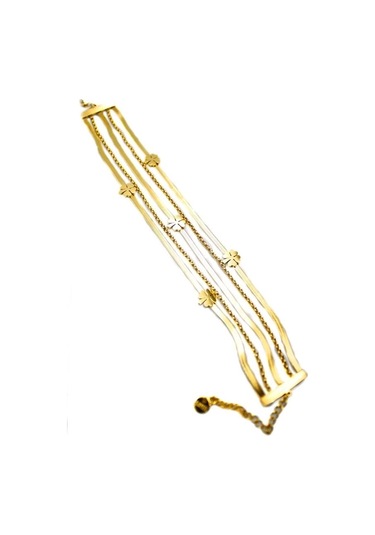 Çoklu Yonca Zincir Bileklik - Altın Çok Renkli