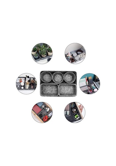 Dancemonkey Cbtx 8'li Çekmece Organizatörü, Keçe Saklama Kutuları - Açık Gri Ahşap