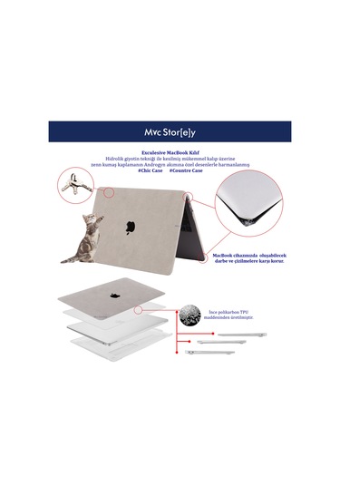 Macbook Uyumlu Air M1 Kılıf 13 İnç Kumaş Kaplama Goat Touchıd'li M1 Air A2337 A2179 A1932 İle Uyumlu Gri