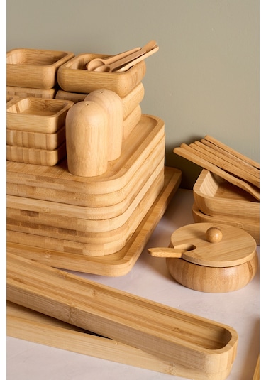 Rumeli Bambu 67 Parça 6 Kişilik Kahvaltı Takımı Kahverengı Kahverengi