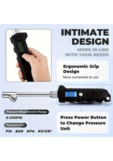 Xuweiwei 1 Adet Lastik Basıncı Göstergesi Yeni Dijital Ekranlı Tekerlek Basınç Ölçer 0-250 Psi Ağır Kamyon Ve Araba