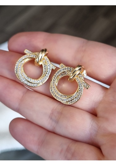 Özel Tasarım Zirkon Halka Küpe Altın