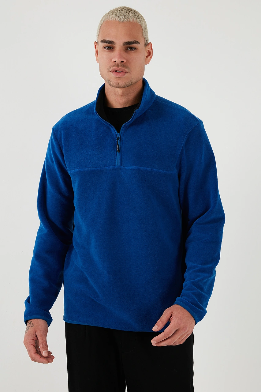 Buratti Regular Fit Anti-Pilling Tüylenme Yapmayan Dik Yaka Şardonlu 2'Li Paket Erkek Polar 5896700S2 Saks-Yeşil