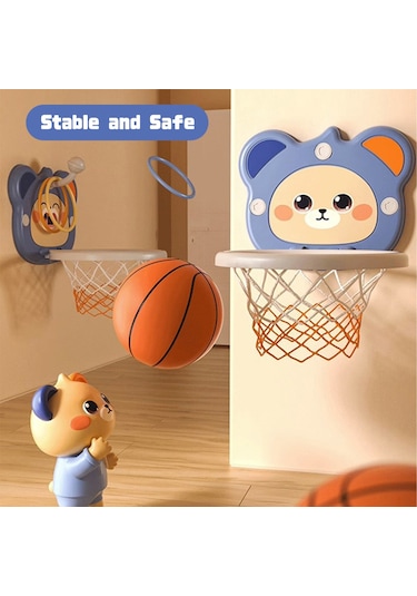 Ranyeek Çocuklar İçin Ayarlanabilir Yükseklikte Basketbol Potası Sessiz Top Hediyeli, Duvar Montajlı, 1-6 Yaş