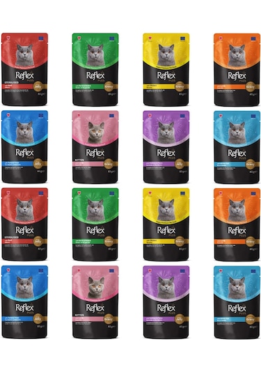 Reflex Plus Karışık Pouch Yetişkin Kedi Maması 16 x 85 G