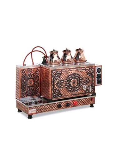 Sistem ÇO3TOB Tam Otomatik  Çay Ocağı - 3 demlik kapasiteli - Bakır işlemeli - Elk+Gaz