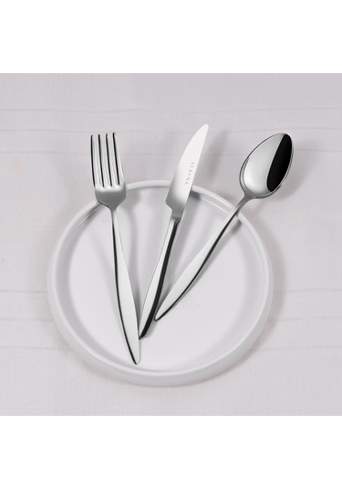 Serenk Milano Çelik Çatal Kaşık Bıçak Takımı 18 Parça Gümüş