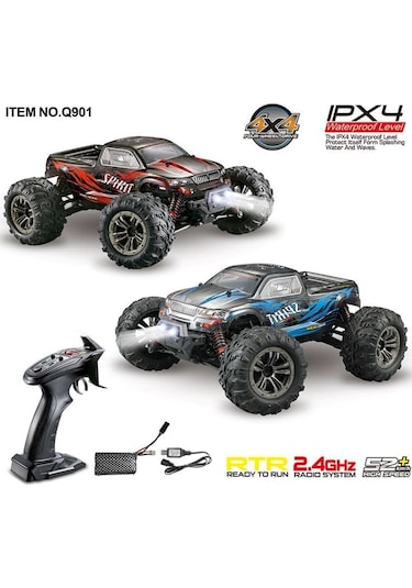 Xinlehong 1:16 Brushless Uzaktan Kumandalı Yüksek Hızlı Rc Araba 52km/s 2.4ghz 4wd Usb Şarj Mavi Çok Renkli