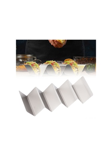 Yuntech01 Inox Taco Tutucu 4 Lü W Eğimli Tasarım - Ev Kullanıma Dayanıklı, Pişirme Ve Servis İçin Konforlu Diğer