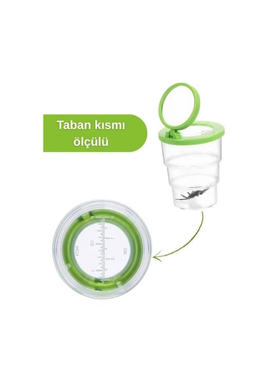 Temel Mercekli Kapanır Böcek Gözlem Kabı, Çift Mercekli Katlanabilir İnceleme Bardağı