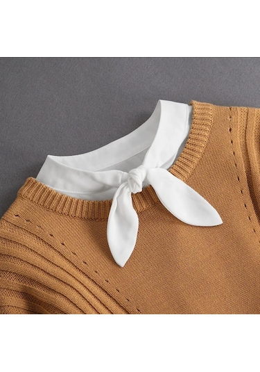 Kadın Özel Tasarım Yakalık Yaka İçlik Boyunluk Yarım Gömlek Beyaz