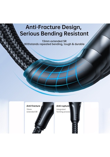 Joyroom 20w Type-c - 8 Pin Surpass Serisi Hızlı Şarj Veri Kablosu, Uzunluk: 1.2m Siyah