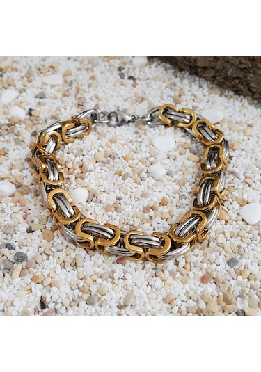 Ehediye Chavin Kalın Kral Model 8 Mm. Gri Çelik Erkek Bileklik Df14Sr Beyaz