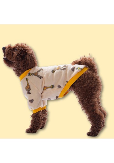 Züzü Polar Sweat Zürafa Desenli Kedi Köpek Sweati Kedi Köpek Kıyafeti Köpek Poları Sıcak Tutan Sweat