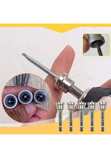 Geeroyoo 5'li Manyetik Alçıpan Vidalama Uç Seti - Derinlik Ayarlı, Kaymaz Phillips Ph2 Uçlar