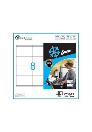 Sw-2208 Snow A4 Lazer Etiket 105 70 Mm