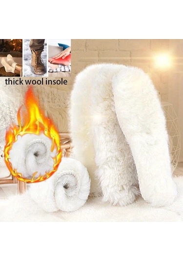 Fochsia Kalın Kürklü Kışlık Beyaz 43 9 Numara Tabanlık Ayakkabı İçi Sıcak Tutan Yumuşak Polar