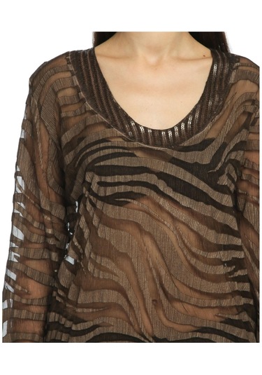 Bulalgiy Kadın Kahve Ipek Plaj Tunik - Bga067947