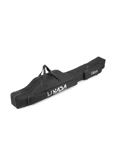 Lixada-130cm Balıkçılık Çantası Taşınabilir Katlanır,siyah