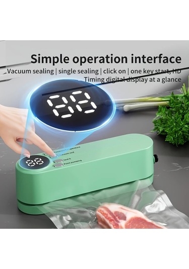 Honeybeeshop Beyaz Taşınabilir Usb Şarj Edilebilir Vakum Makinesi Çok Fonksiyonlu Otomatik Gıda Vakumlama 1200mah Lityum Pil Mutfak Ve Piknik İçin