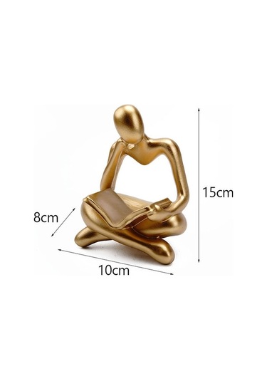 Eşit Ağırlıkta Altın Renkli Okuyan Figür, Modern Ev Dekoru, Kütüphane Salonu Dekoratif Heykel, Zirve Kalite Ahşap Ve Metal Malzeme İle Yapıldı