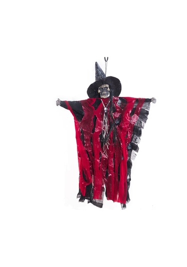 Wezone Korkunç Süs Perisi - Kırmızı Göz Işıklı Ve Sesli Asılı Hayalet Dekorasyonu Kırmızı