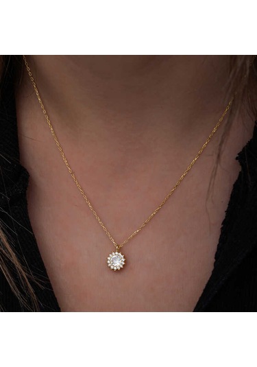 Artsmagazinmücevher Gümüş Gold Minimal Yuvarlak Anturaj Kadın Kolye