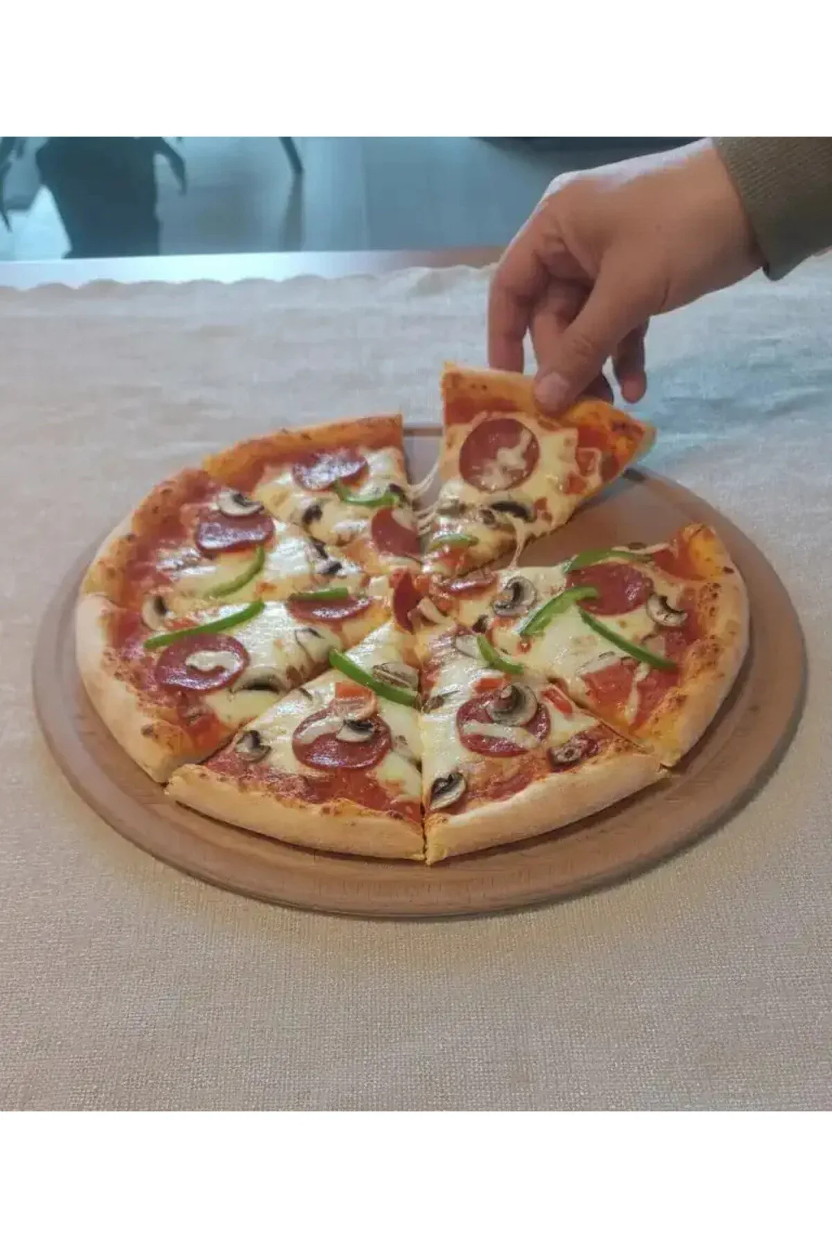 Pizza Sunum Ve Kesme Tahtası Ahşap Servis Tepsi Sunumluk, Pratik Ve Şık Tasarım Kayin Ağacı