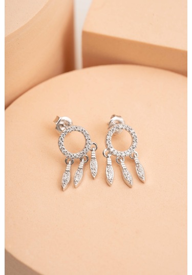 Düş Kapanı Rodyumlu Gümüş Küpe 6945 Gümüş