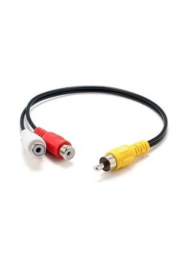 2 Adet - Anfi Y Kablo 1 Erkek Rca To 2 Dişi Rca Lale Tos Kablo - 25cm