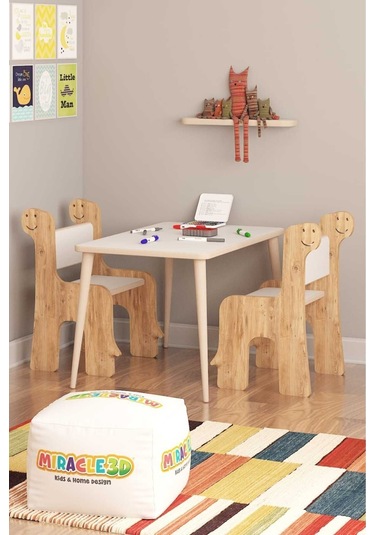Miracle 3d Çocuk Çalışma Masası Ve Sandalye, Aktivite Masası Atlantik