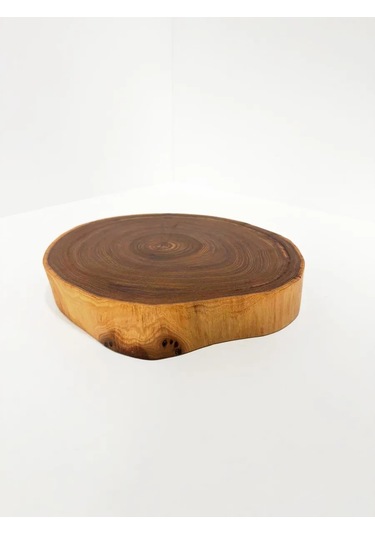 Büyük Yuvarlak Ahşap Kesme Tahtası 28-30 Cm 433593113 Açık Meşe