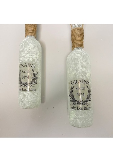 El Yapımı Heykel El Dekorlu Led Işıklı Buzlu Cam Şarap Şişesi Apl Çok Renkli