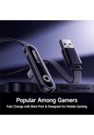 Pazly Baseus Mvp 3 1m 100w Usb'den Type-c'ye 90 Derece Dirsek Naylon Örgülü Veri Kablosu