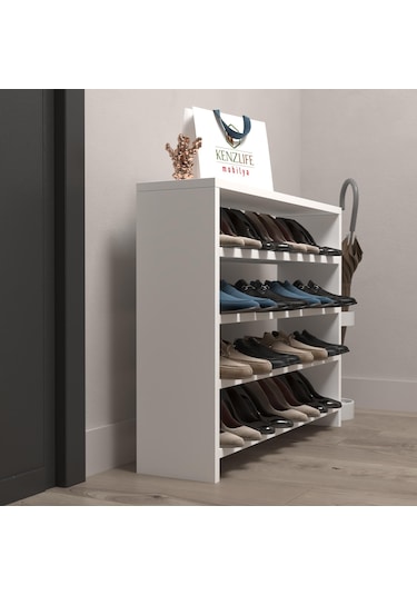 Kenzlife Ayakkabılık Mısri Mat Beyaz Suntalam 065 080 20 Onaltı Çift Ayakkabı Kapasitesi Arkalıksız Beyaz