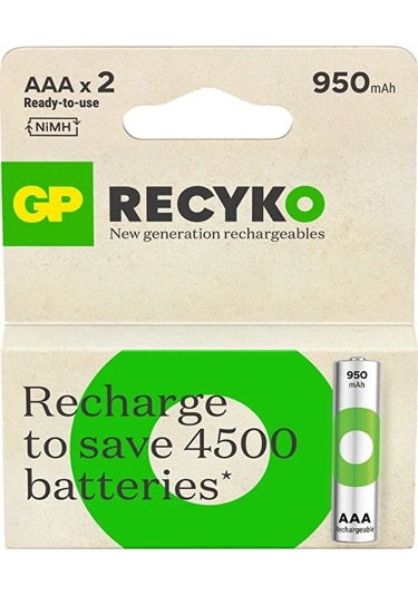 Gp Recyko 1000 Aaa I Nce Kalem Ni-mh Şarjlı Pil 1.2 Volt 2li Kart