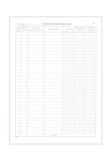 Yumuşak Kapak 25x35 Damga Vergisii Numaralı 40yaprak