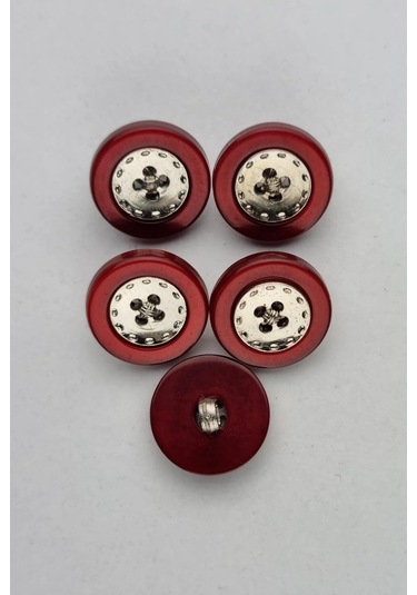 Küçük Ortası Metal Akrilik Bordo Kaban Çeket Hırka Yelek Düğmesi 5 Adet