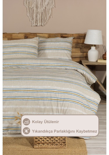 Elart Wilda Nevresim Takımı Tek Kişilik Lastikli Çarşaf 160x220 Cm Bej Bej