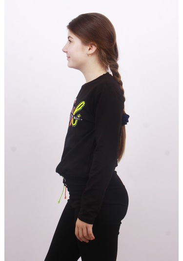 Toontoy Kız Çocuk Girl Baskılı Sweatshirt Lacivert