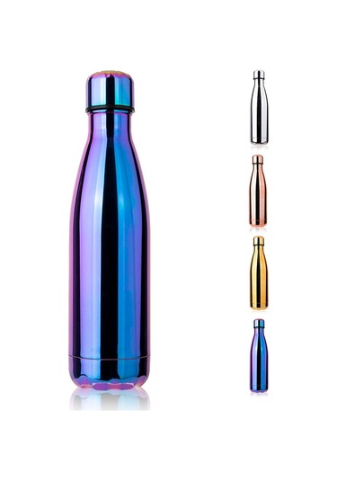 Xiyyadms 500ml Mor Kapaklı Isı Yalıtımlı Kola Şekilli Matara - 304 Çelik İç, Soğuk/sıcak İçeceği Uzun Süre Tutar Mor