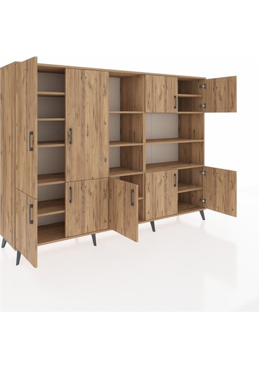 Hyperion Dolap 14 Raflı 9 Kapaklı 220x44x163 Çam-çam Çam-çam