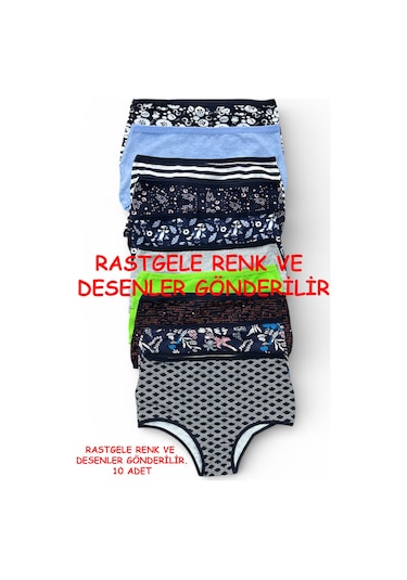 Nicoletta Kadın Külot 10 Lu Paket Yüksek Bel Pamuklu Likrali Karısık Renklı