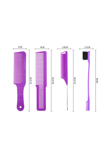 Shineyee Saç Şekillendirme İçin Abs Malzemeden 4 Parça Saç Fırçası Ve Tarak Seti - Mor Renk, Isıya Dayanıklı, Statik Önleyici, Seyahat Boyutu.