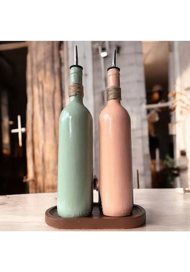 Kadın Desenli 750 Ml Zeytinyağı Sıvıyağ Şişesi Yağdanlık Yağlık Sirkelik Sosluk 2'li Set 56889110 Çok Renkli