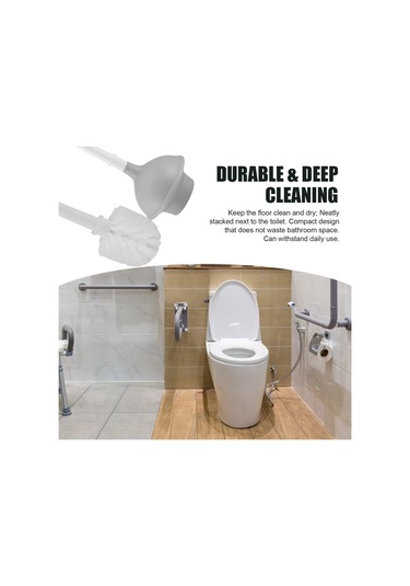 Tuvalet Pompası Ve Fırçası 2'si 1 Arada Tuvalet Kase Fırçası Pompası Seti A Beyaz