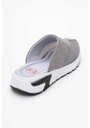 Luvishoes Glea Gri Taşlı Fileli Burnu Kapalı Kadın Terlik Gri