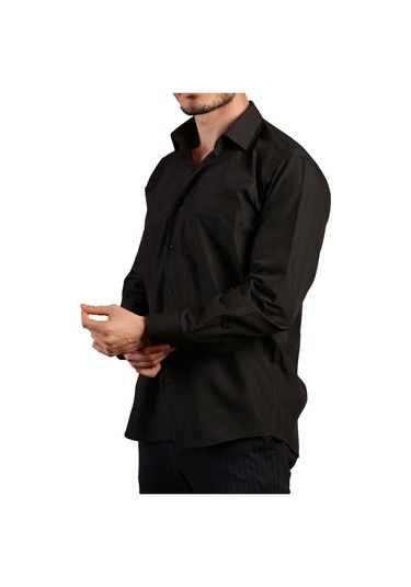 Siyah Büyük Beden Rahat Kesim Cepli Uzun Kol Regular Fit Erkek Gömlek - 150-20 001