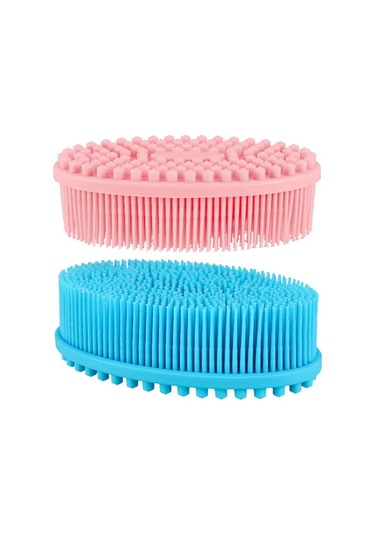 Moveevo 2 Adet Silikon Vücut Ve Yüz Aşınma Fırçası - İki Yönlü Kullanim, Yumuşak Tüyler, Dayanıklı Materyal Mavi Ve Pembe Diğer